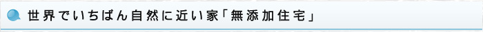 世界でいちばん自然に近い家「無添加住宅」